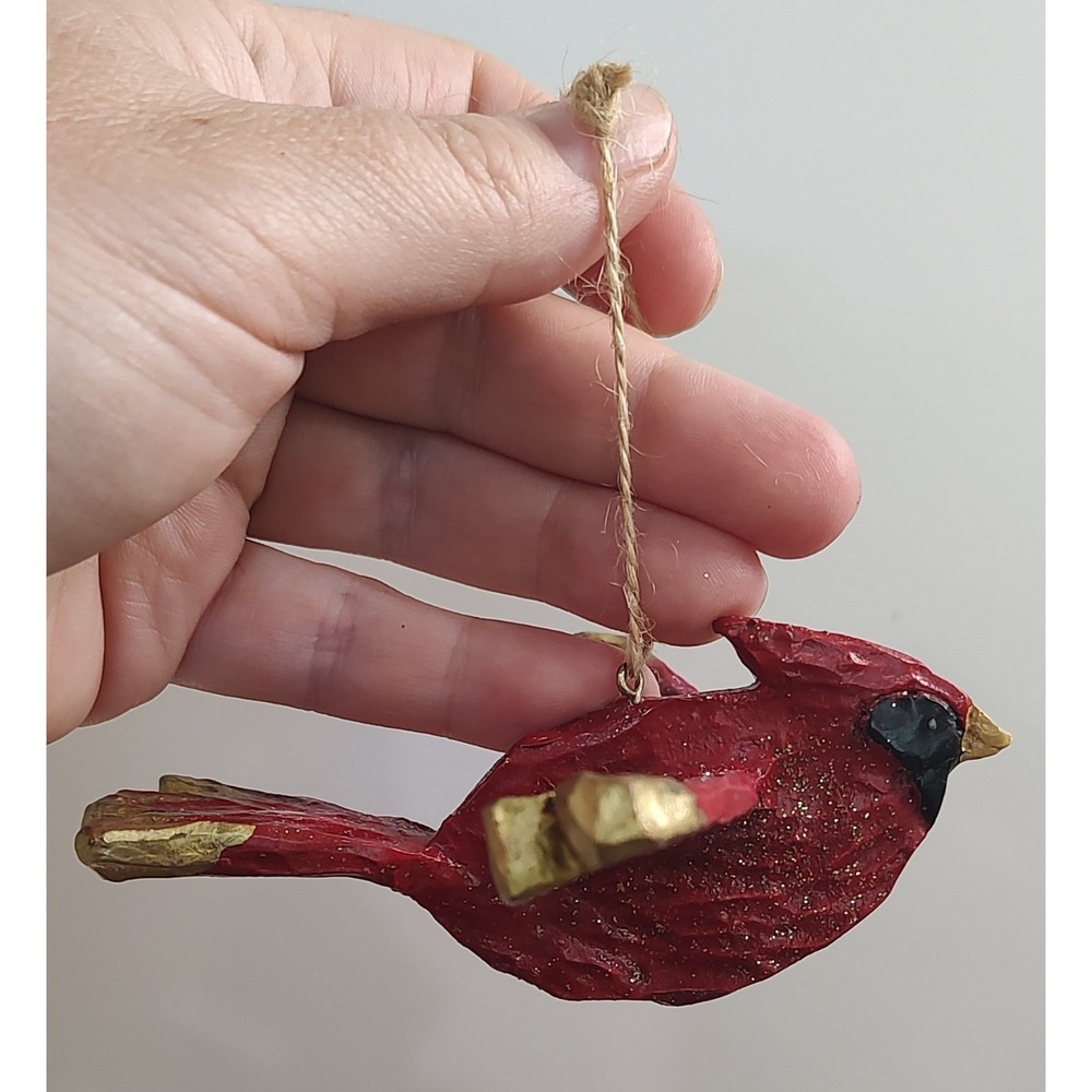 Cardinal Christmas Tree Ornament Resin Glitter A16